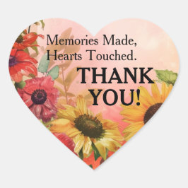 Adesivo Coração 🌻 Obrigado Pétalas Sunny e Scarlet Blooms