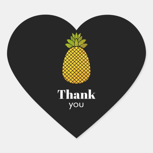 Adesivo Coração Obrigado Pineapple Heart Sticker (Frente)