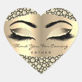 Adesivo Coração Obrigado Por Vir O Nome Heart Diamond Dourado