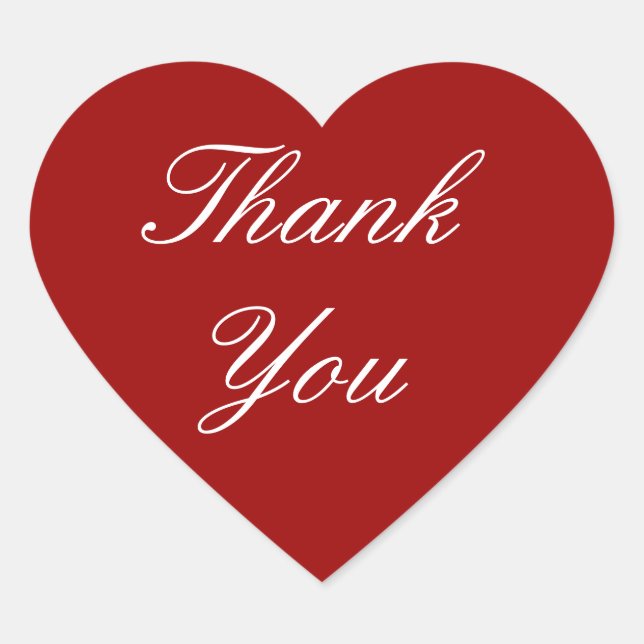 Adesivo Coração Obrigado Stickers em Red Heart (Frente)