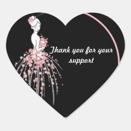 Adesivo Coração Obrigado Vinhetas - Design de Vestido Floral Rosa