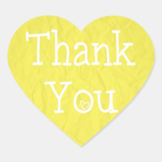 Adesivo Coração Obrigado Yellow Heart Sticker (Frente)