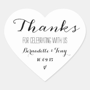 Adesivo Coração Obrigados Para Celebrar Conosco! Casamento Obrigad