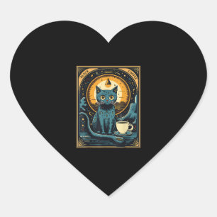 Adesivo Coração Occulto do Tarot de Gato de Café Preto