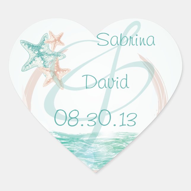 Adesivo Coração Ocean Breeze Beach Envelope Seal (Frente)