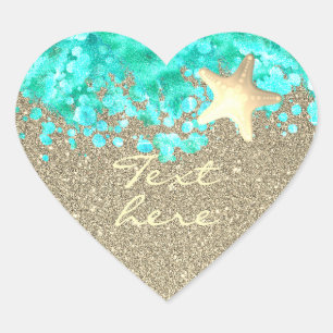 Adesivo Coração Oceano e areia da praia de Starfish