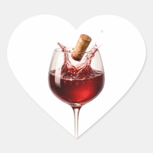 Adesivo Coração Óculos de Sol Elegantes para Festa com Copo de Vin
