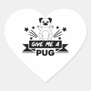 Adesivo Coração Olá Amor Mãe de Cachorro Pug Abraço Filhote Papai