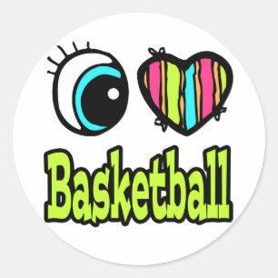 Adesivo Coração Olho Brilhante Eu Adoro Basquete