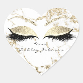 Adesivo Coração Olhos de Maquiagem Dourados Brancos, Marble, Obrig