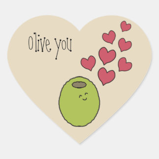 Adesivo Coração "Olive You" Pun Sticker