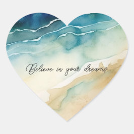 Adesivo Coração Ondas de Oceano de Praia