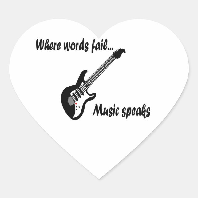 Adesivo Coração Onde as palavras falham, a música fala (Frente)