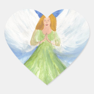 Adesivo Coração Oração de Asas Religiosas Católicas do Anjo Guardi
