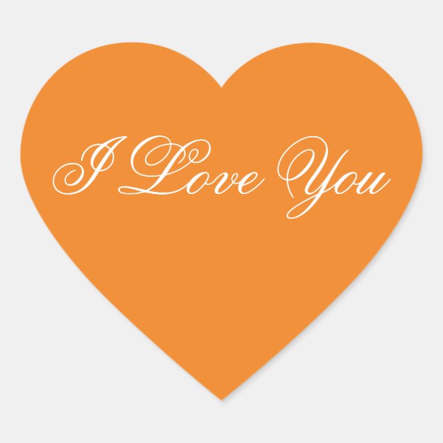 Adesivo Coração Orange Heart Sticker - Eu Te Amo (Frente)