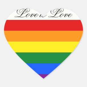 Adesivo Coração Orgulho gay da lésbica da bandeira LGBT do