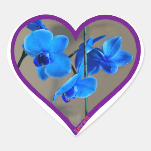 Adesivo Coração orquídea azul