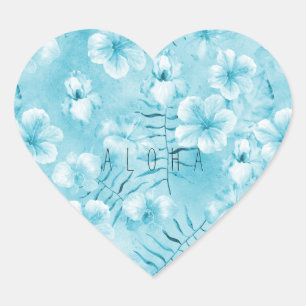 Adesivo Coração Orquídeas Brancas Tropicais de Aqua Hibiscus Flora