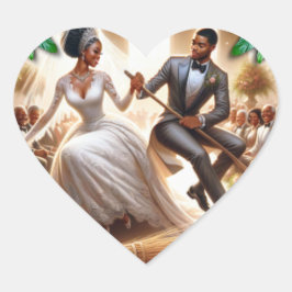 Adesivo Coração Os palitos do nosso dia de casamento