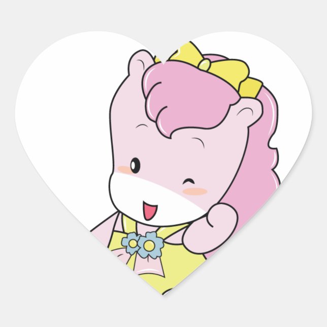 Adesivo Coração Osharena Ponies "Pinky" Kawaii Stickers (Frente)