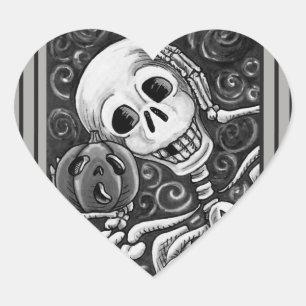 ADESIVO CORAÇÃO OUÇA O SEU BOMBEIRO, HALLOWEEN SKELETON STICKER