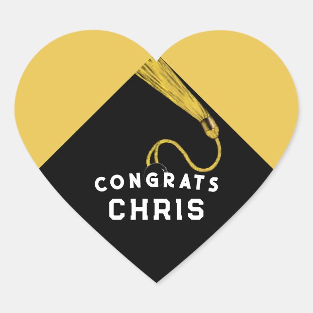 Adesivo Coração Ouro de Formatura (Frente)