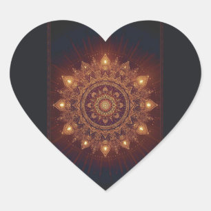 Adesivo Coração Ouro Diwali Mandala - Luz dentro e ao redor