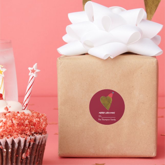 Adesivo Coração Ouro Festivo com Presente Vermelho de Chap (Festa)