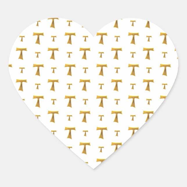 Adesivo Coração Ouro Franciscan Tau Cross (Frente)