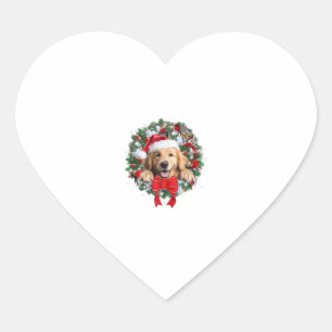 Adesivo Coração Ouro Retriever Wreath de Natal Xmas