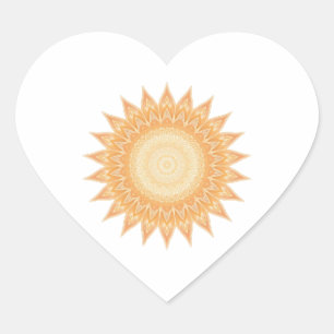 Adesivo Coração "Ouro Sunflower Mandala - Luz Dentro De Você"