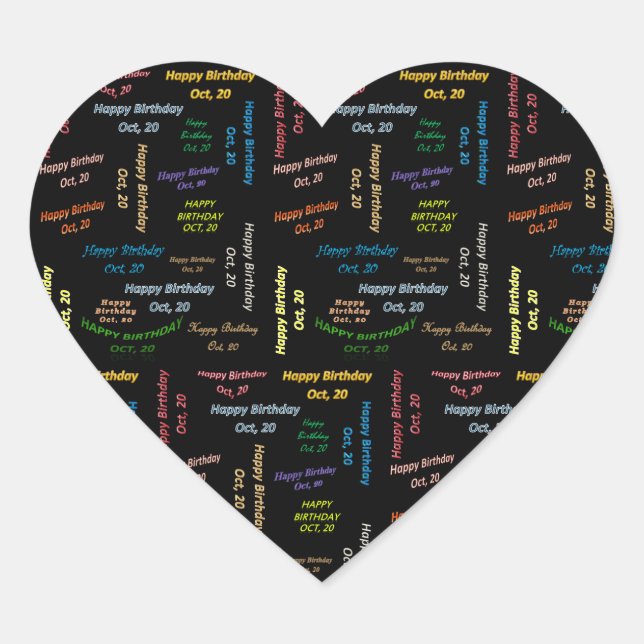 Adesivo Coração Outubro, 20 Aniversário (Frente)