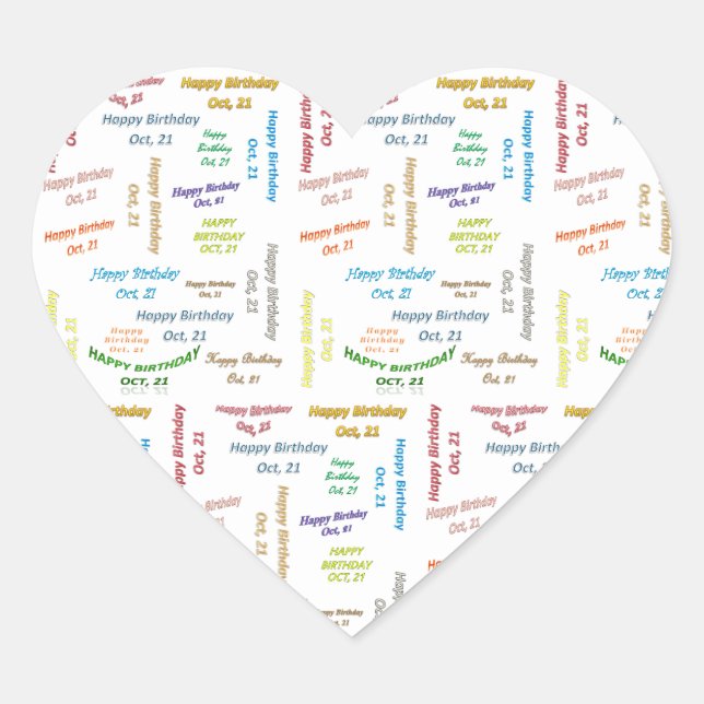 Adesivo Coração Outubro, 21 Aniversário (Frente)