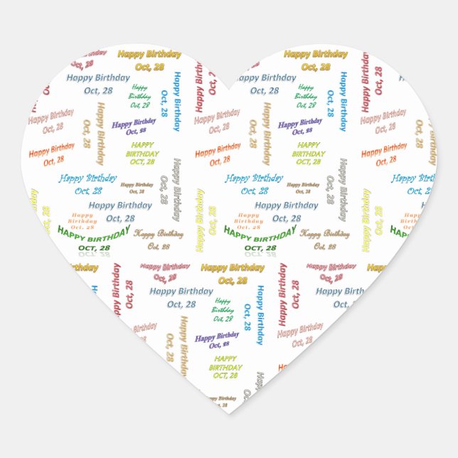 Adesivo Coração Outubro, 28 Aniversário (Frente)