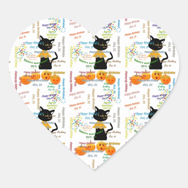 Adesivo Coração Outubro, 31 Aniversário (Frente)