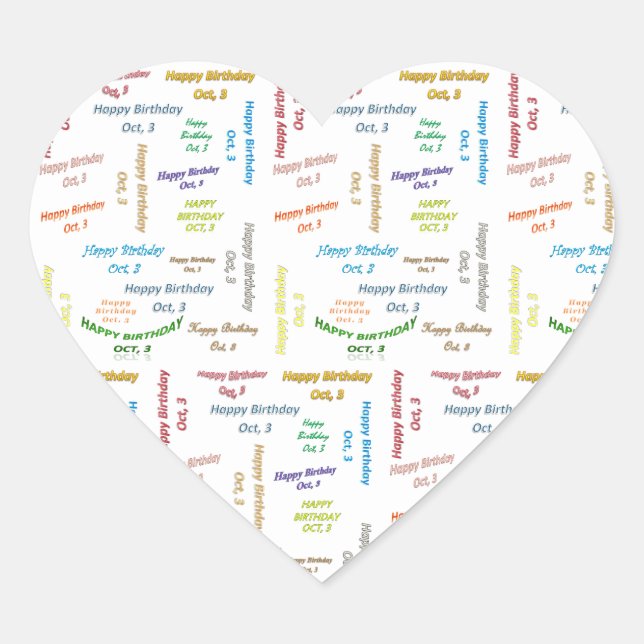 Adesivo Coração Outubro, 3 Aniversário (Frente)