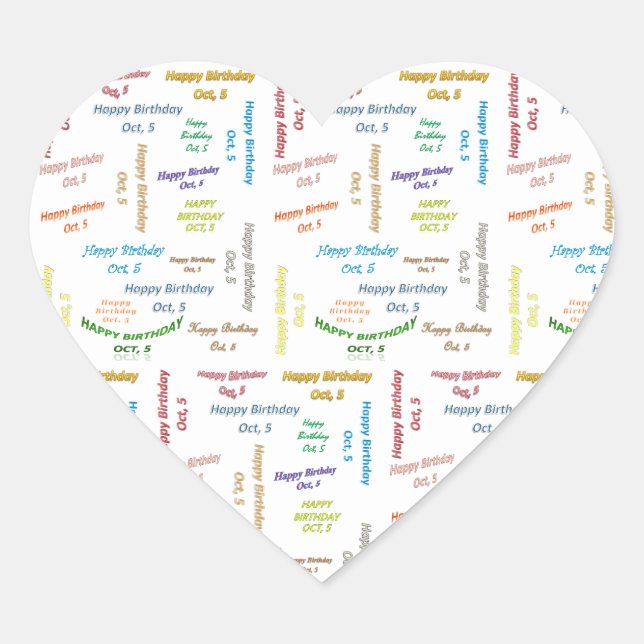 Adesivo Coração Outubro, 5 Aniversário (Frente)