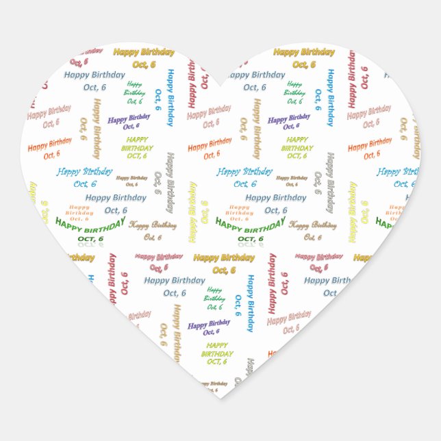 Adesivo Coração Outubro, 6 Aniversário (Frente)