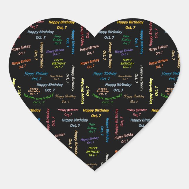 Adesivo Coração Outubro, 7 Aniversário (Frente)