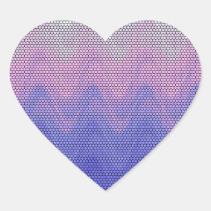 Adesivo Coração Padrão Abstrato Roxo Rosa Hexágono