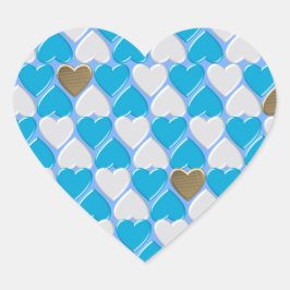 Adesivo Coração Padrão bávaro azul e branco.