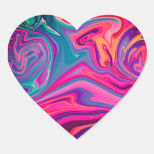 Adesivo Coração Padrão de Abstrato verde azul brilhante de tendê