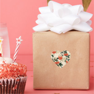 Adesivo Coração Padrão de Berry Branco e Vermelho Decorativo