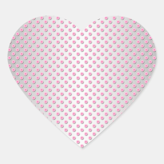 Adesivo Coração Padrão de Bolinhas Brancas Rosa e Prateado (Frente)