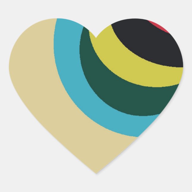 Adesivo Coração Padrão de curvas coloridas (Frente)