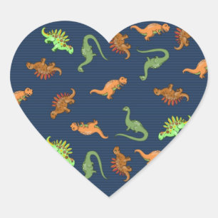 Adesivo Coração Padrão de Dinossauros Fofos
