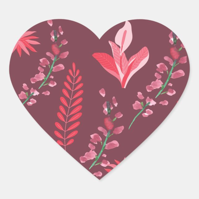 Adesivo Coração Padrão de flores. (Frente)
