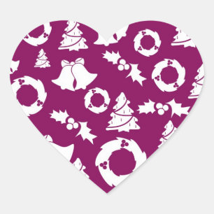 Adesivo Coração Padrão de Natal Roxo