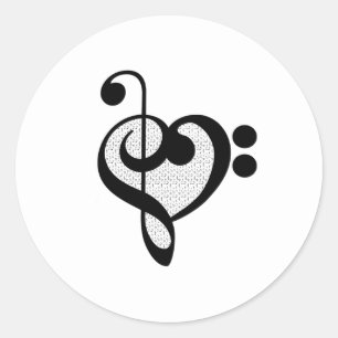 Adesivo Coração Padrão de Nota Musical