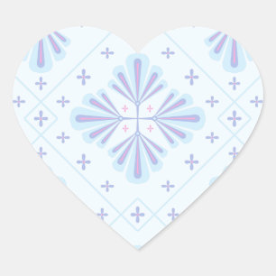Adesivo Coração Padrão de repetição floral geométrica azul pastel
